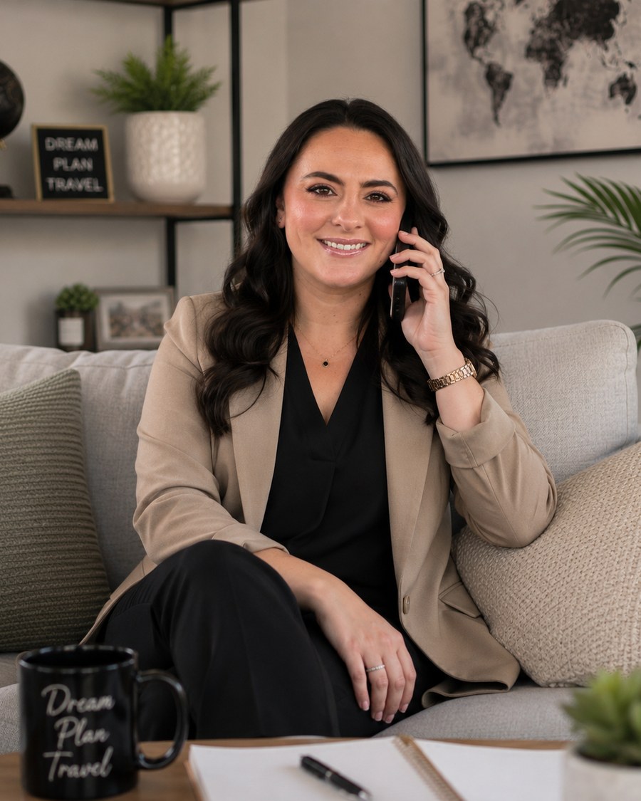Christina Stewart on a call with a client