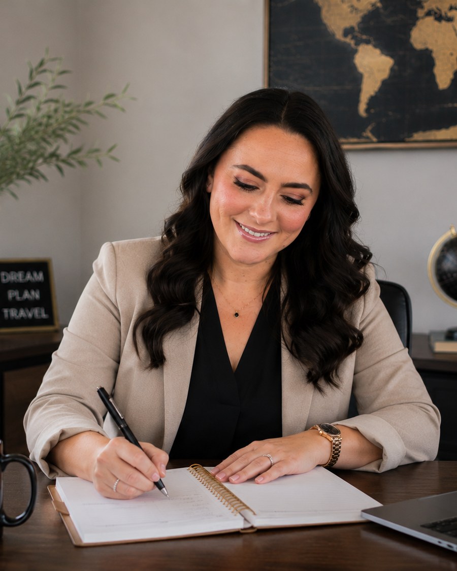 Christina Stewart planning a client's itinerary